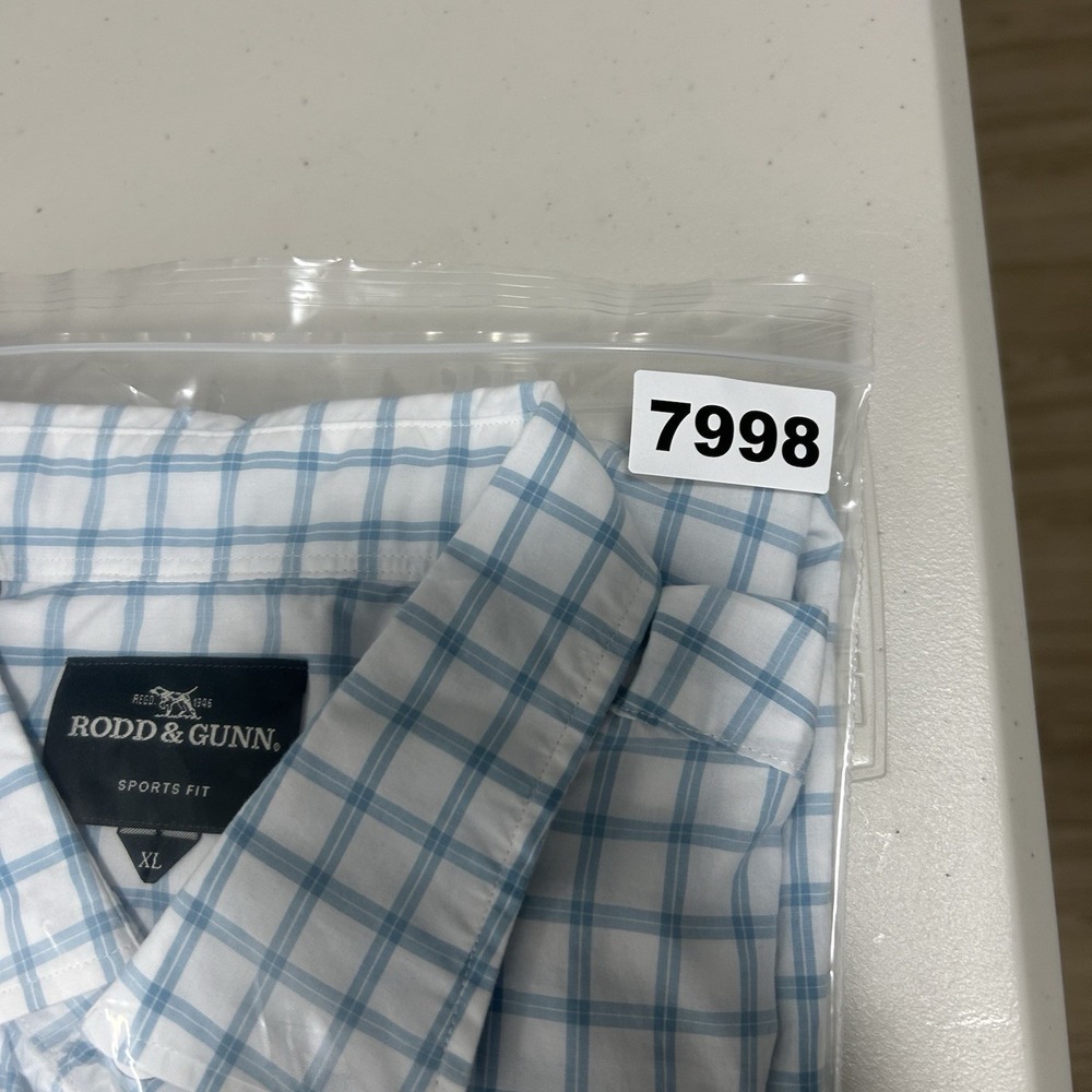 Rodd & Gunn Sports Fit Long Sleeve Shirt Men Size XL White Blue Plaid - Picture 8 of 8